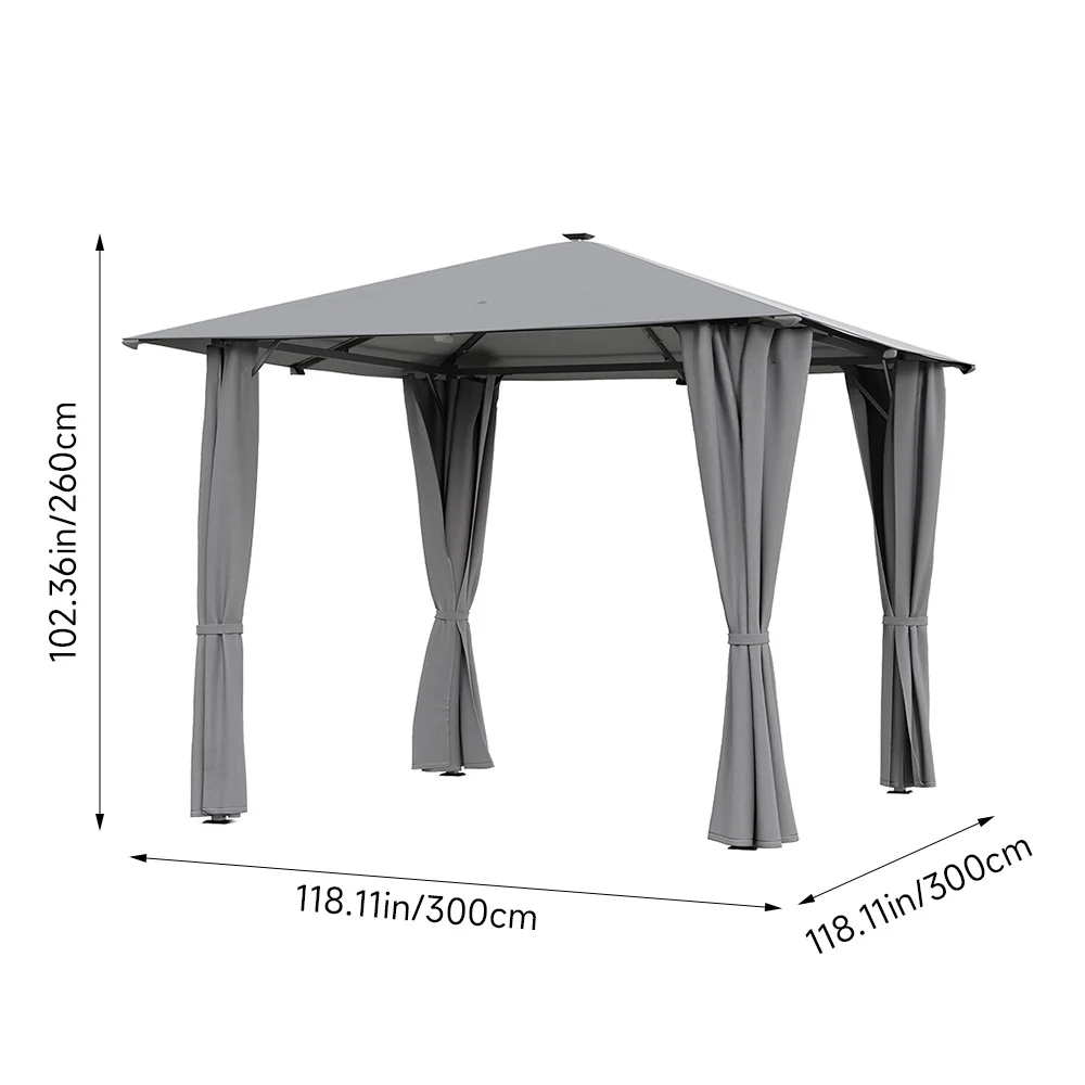 Breeins Solar LED Metal Patio Gazebo with Curtains - Image 8