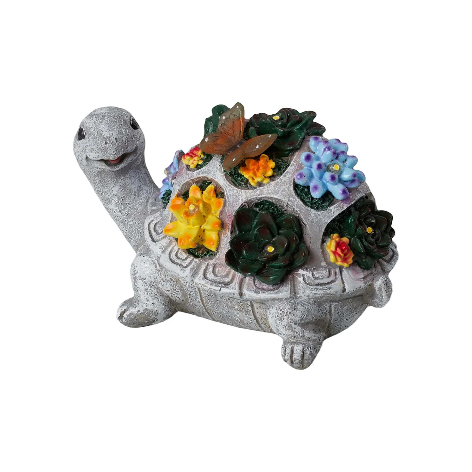 Breeins Solar-Powered Turtle Garden Ornament with Lights & Succulents - Image 3