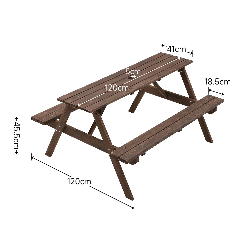 Breeins Solid Wood Rectangle Picnic Table and Bench Set - Image 8