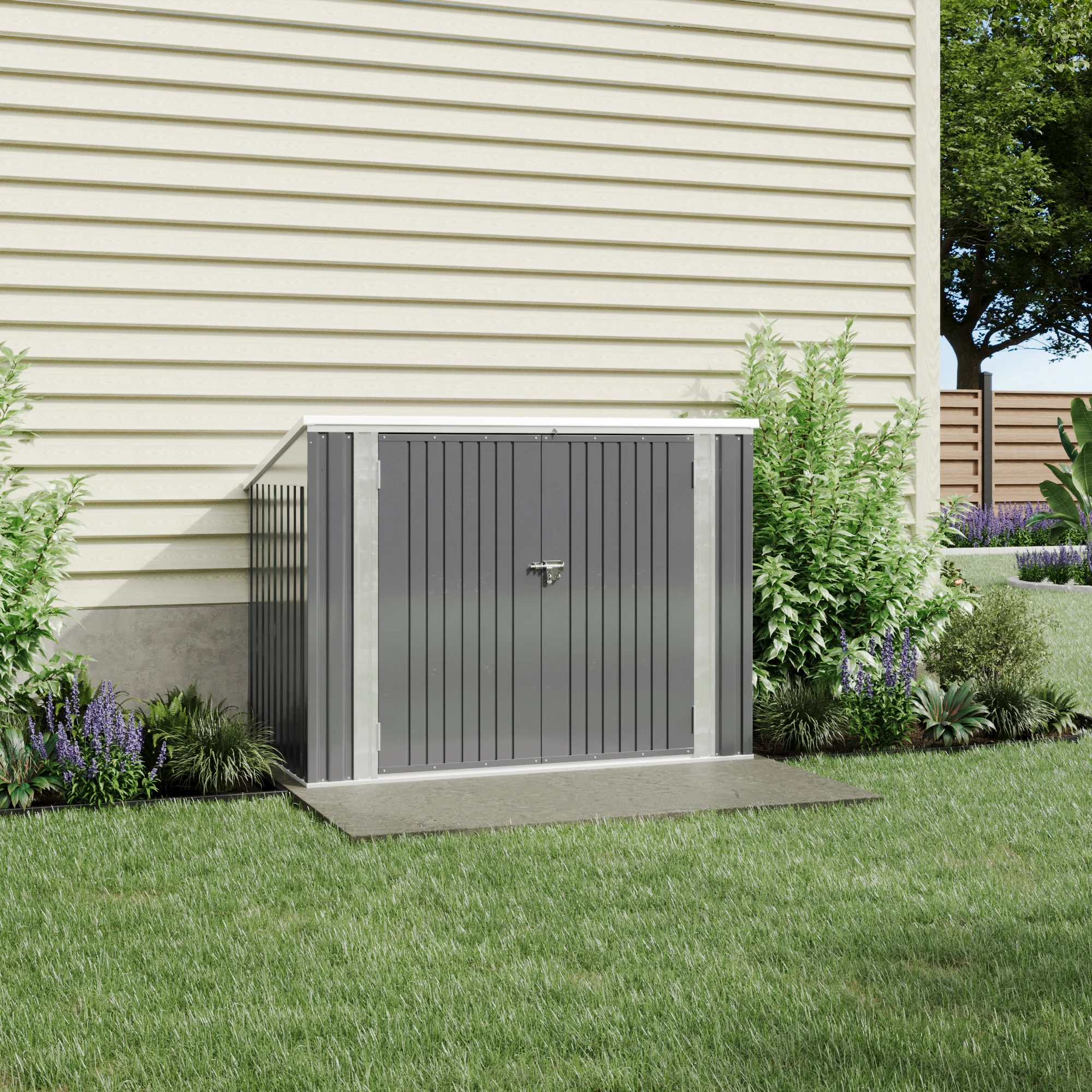 Breeins Steel Trash Can Recycle Bin Enclosure Storage Shed - Image 2