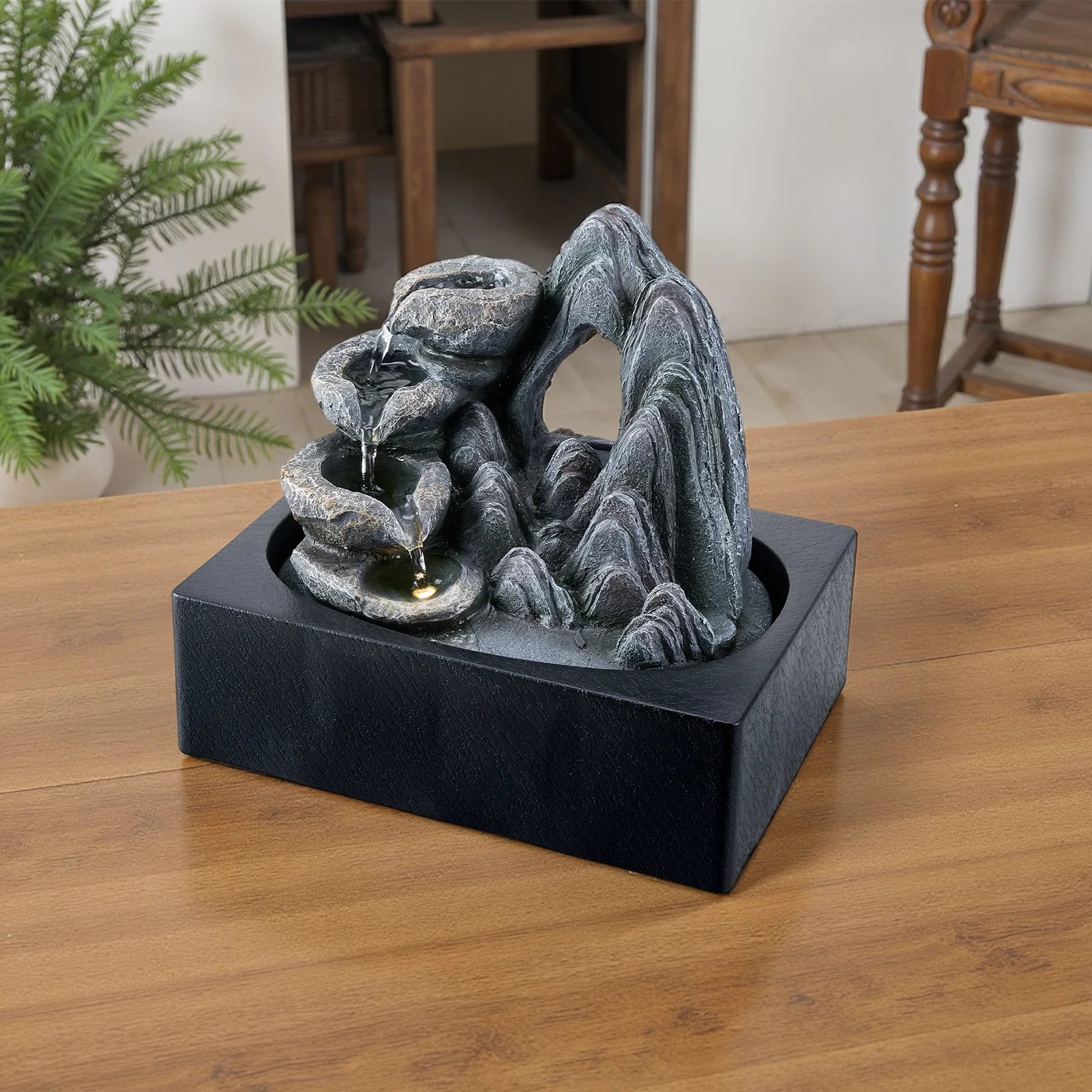 Breeins Tabletop Waterfall Fountain with LED Lighting - Image 2