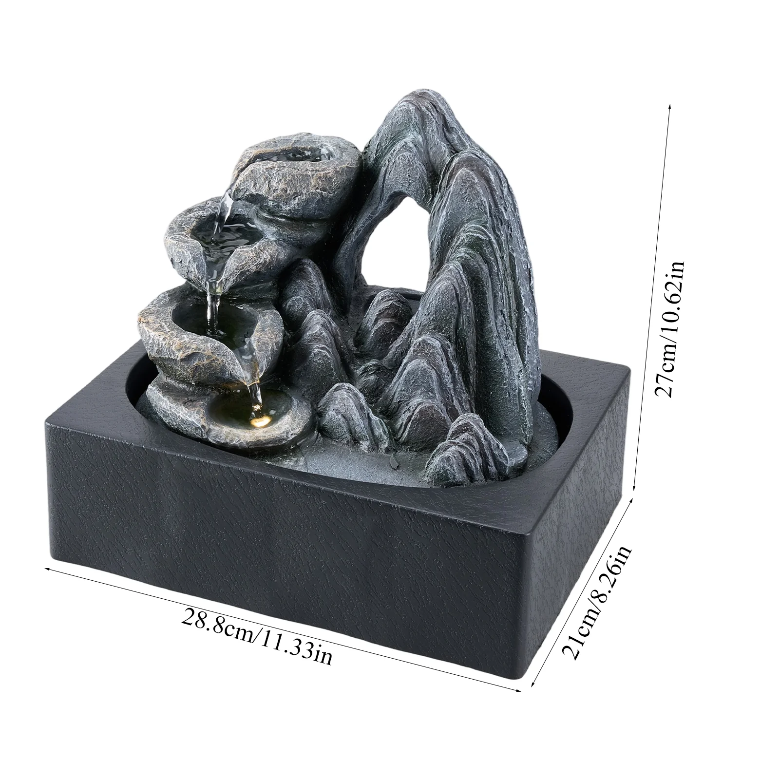 Breeins Tabletop Waterfall Fountain with LED Lighting - Image 7