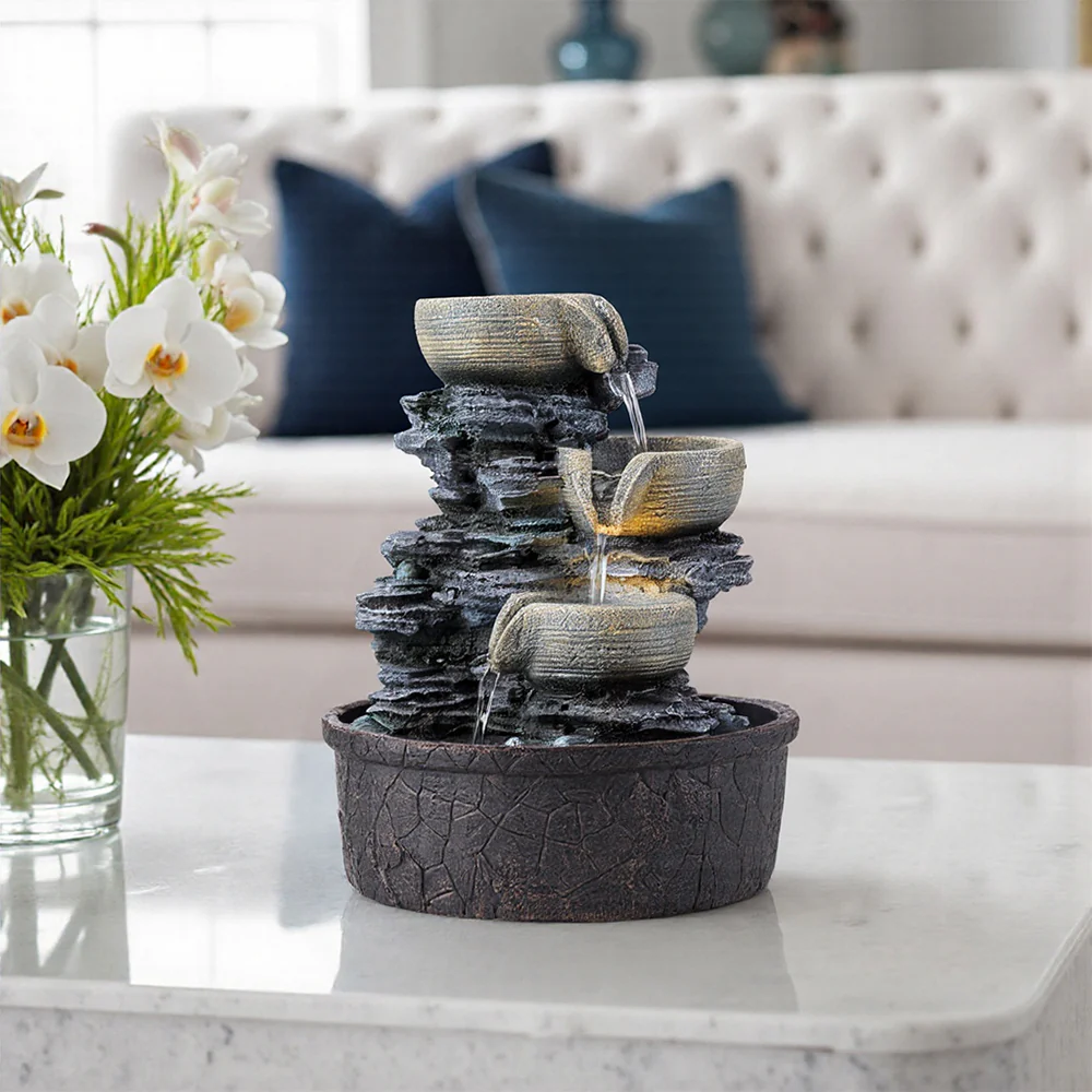 Breeins Tabletop Waterfall Fountain with LED Lighting - Image 2