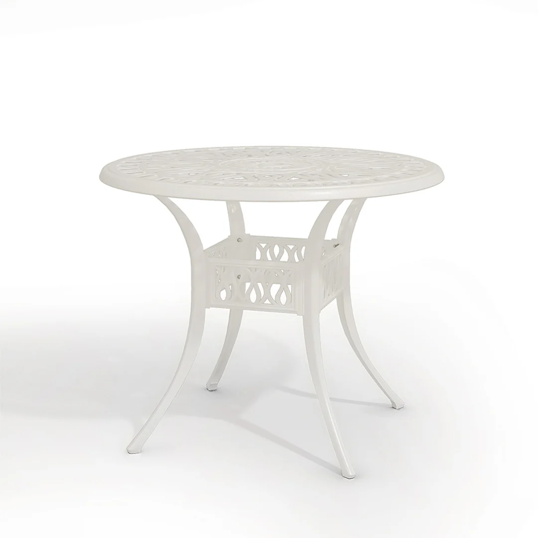Breeins Vintage Cast Aluminum Garden Table - Off White - Image 2