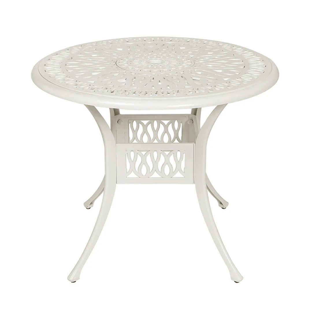 Breeins Vintage Cast Aluminum Garden Table - Off White - Image 4