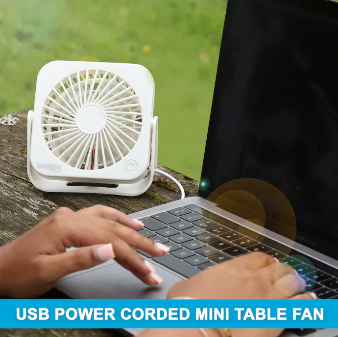 Breeze Mini Usb Table Fan - White - Image 4