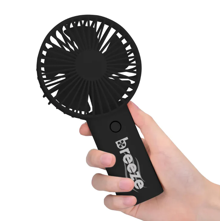Breeze Rechargeable Folding Fan-Stand Up- Large Black - Image 3