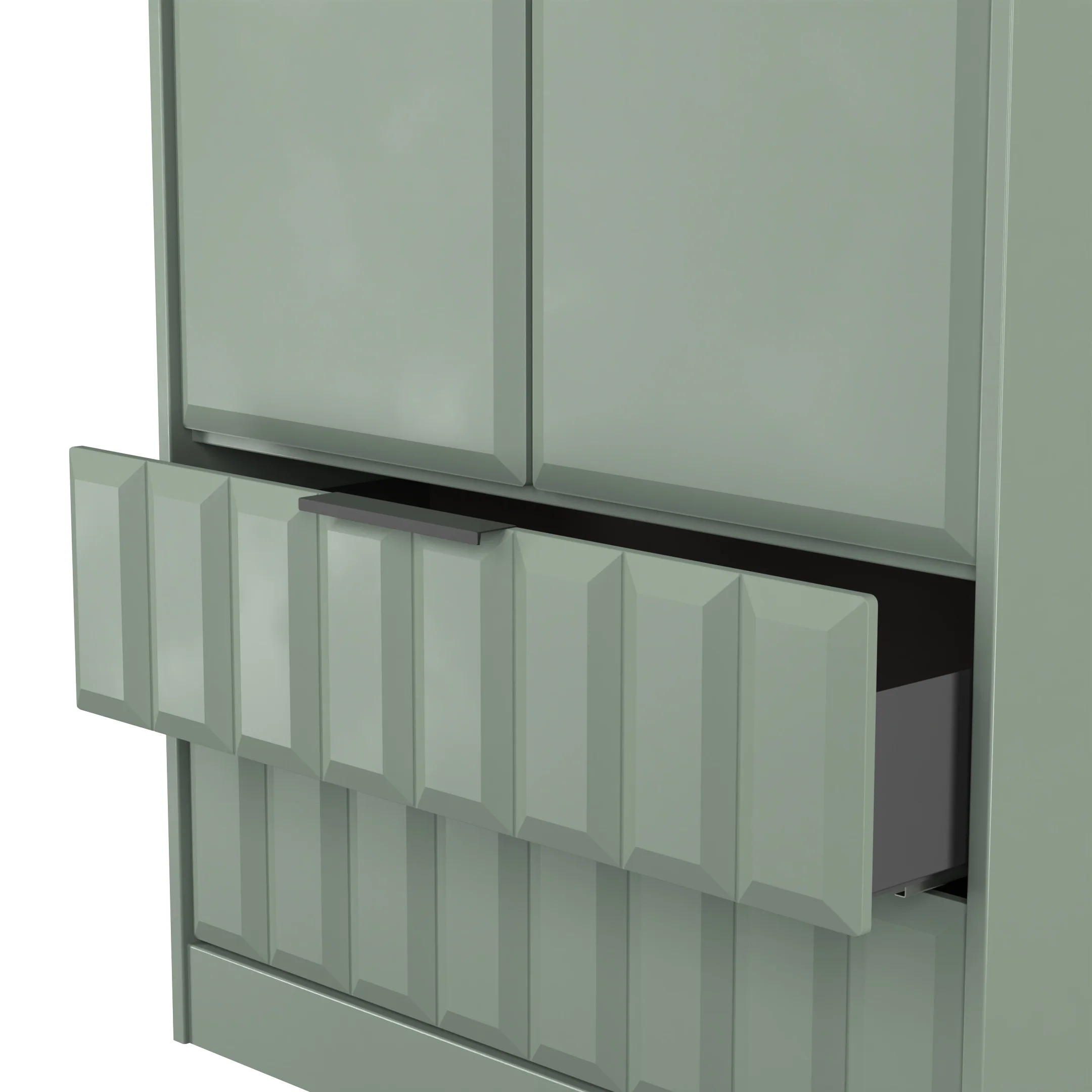 Bremen Ready Assembled 2 Door 2 Drawer Wardrobe in Reed Green - Image 6