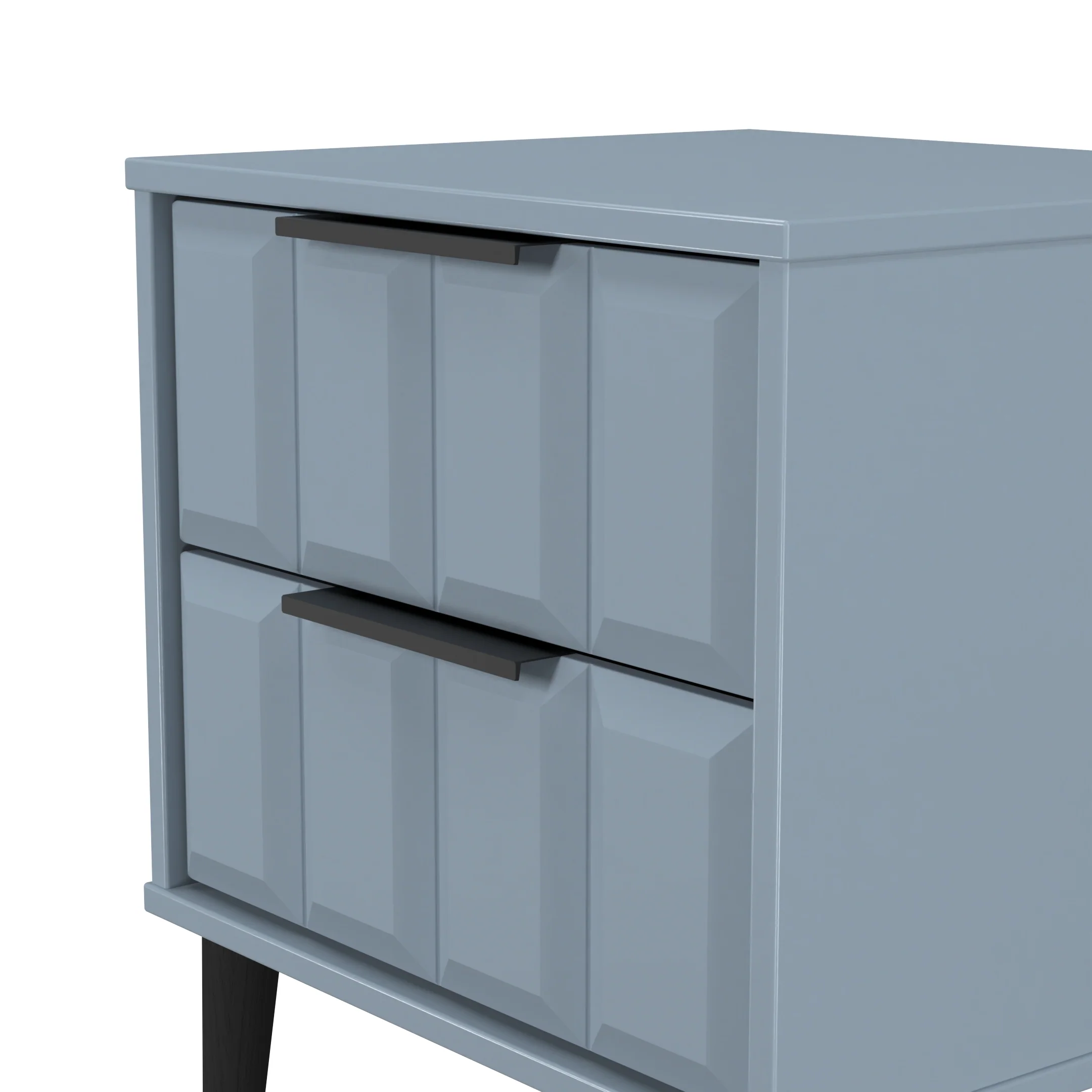 Bremen Ready Assembled 2 Drawer Bedside Cabinet in Denim Blue - Image 4