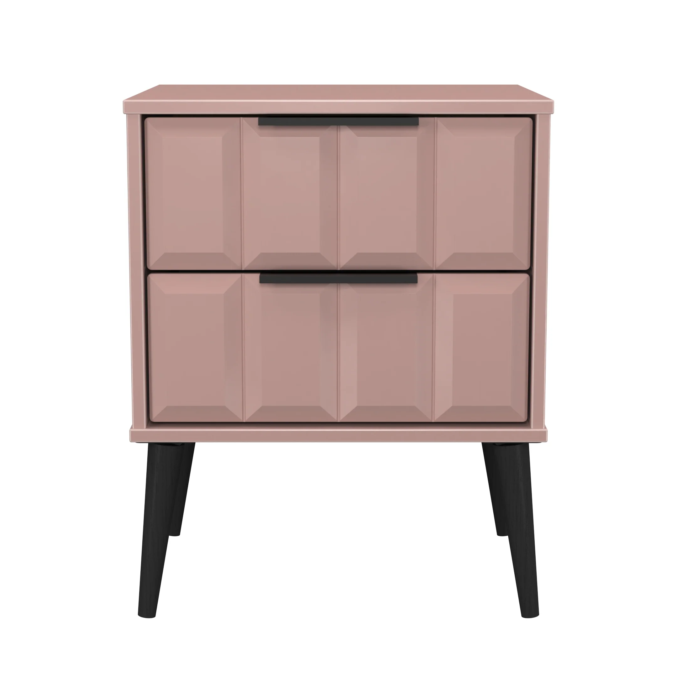 Bremen Ready Assembled 2 Drawer Bedside Cabinet in Kobe Pink
