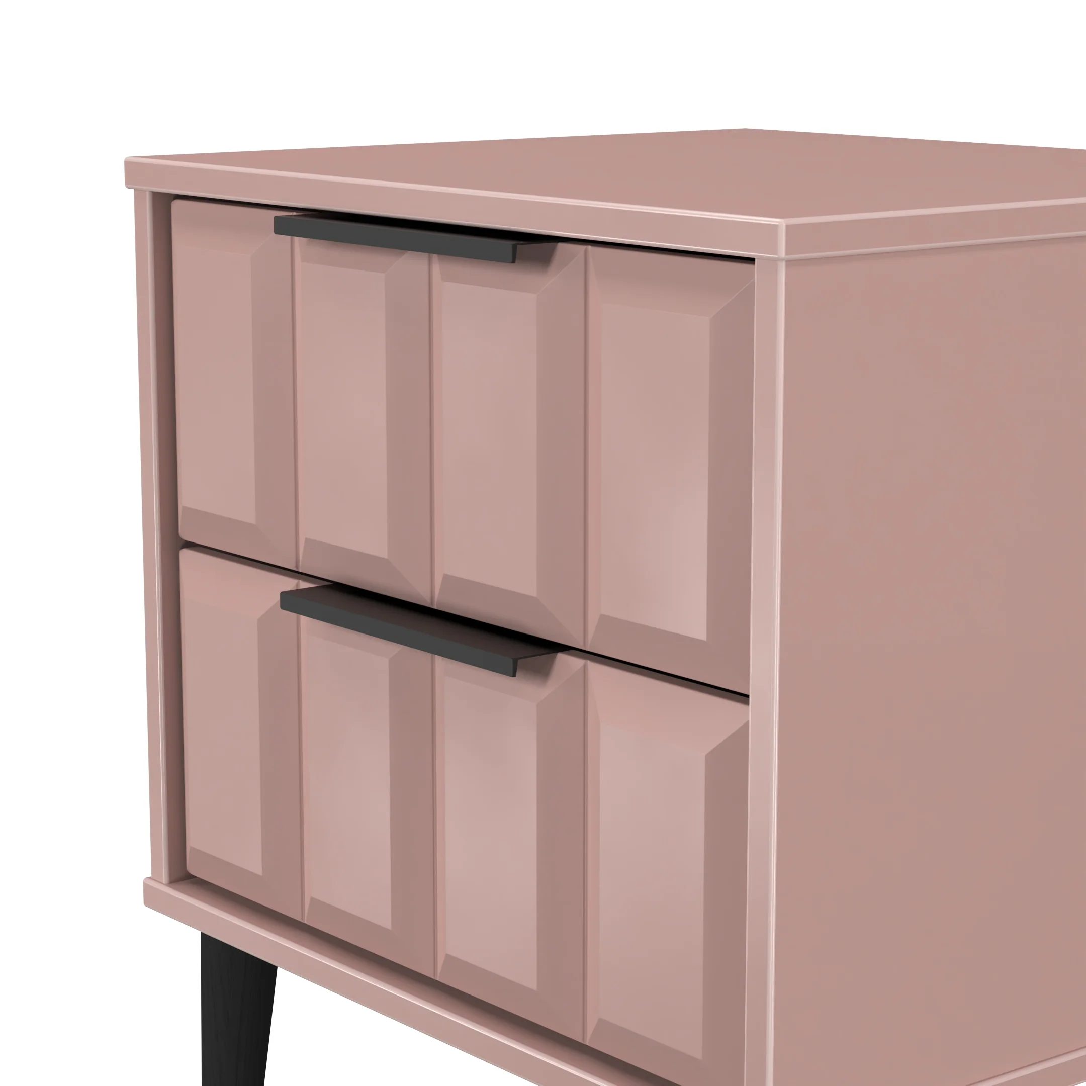 Bremen Ready Assembled 2 Drawer Bedside Cabinet in Kobe Pink - Image 4