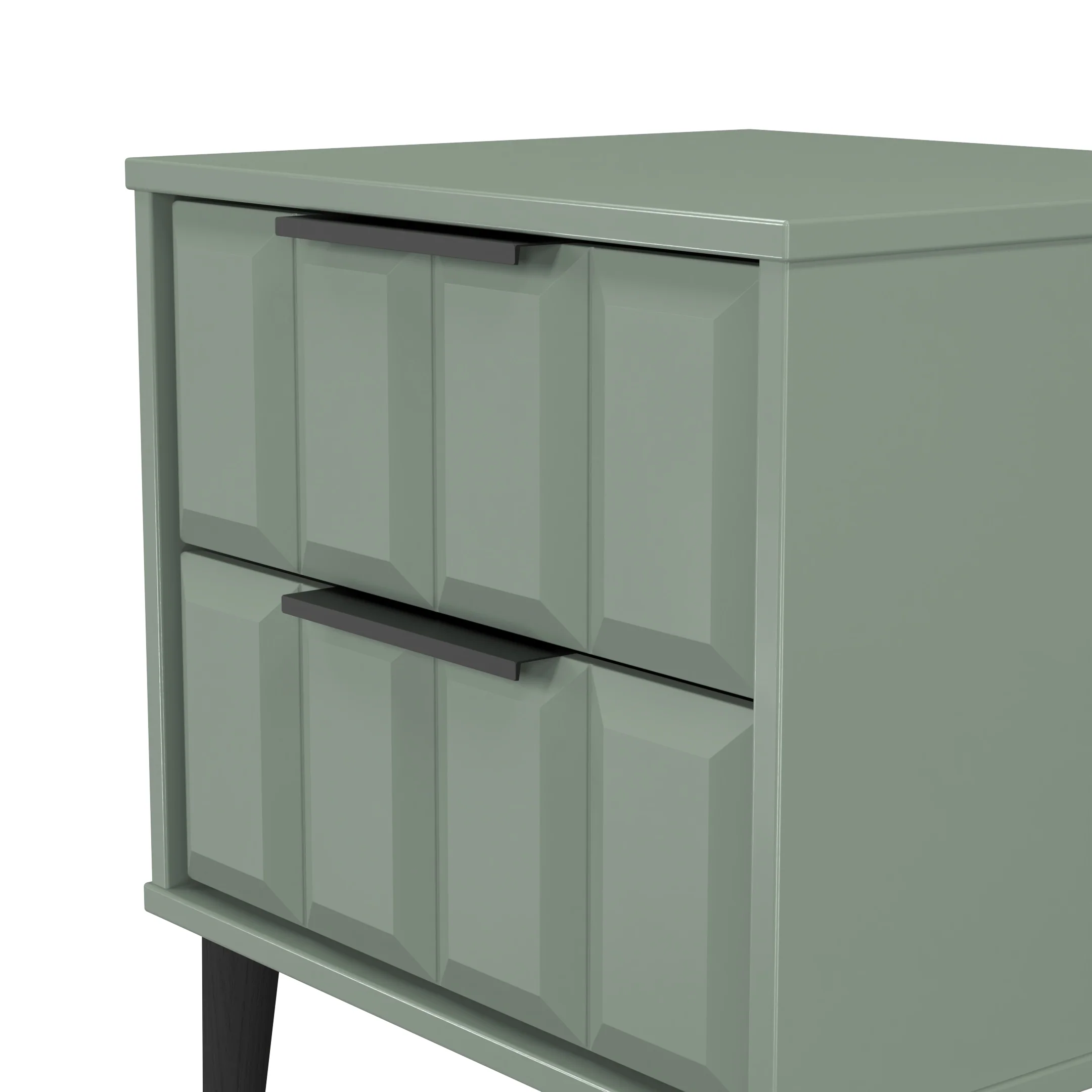 Bremen Ready Assembled 2 Drawer Bedside Cabinet in Reed Green - Image 4