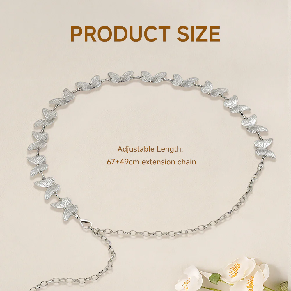 Butterfly-Shaped Charms Adjustable Metal Waist Chain Accessory - Image 7