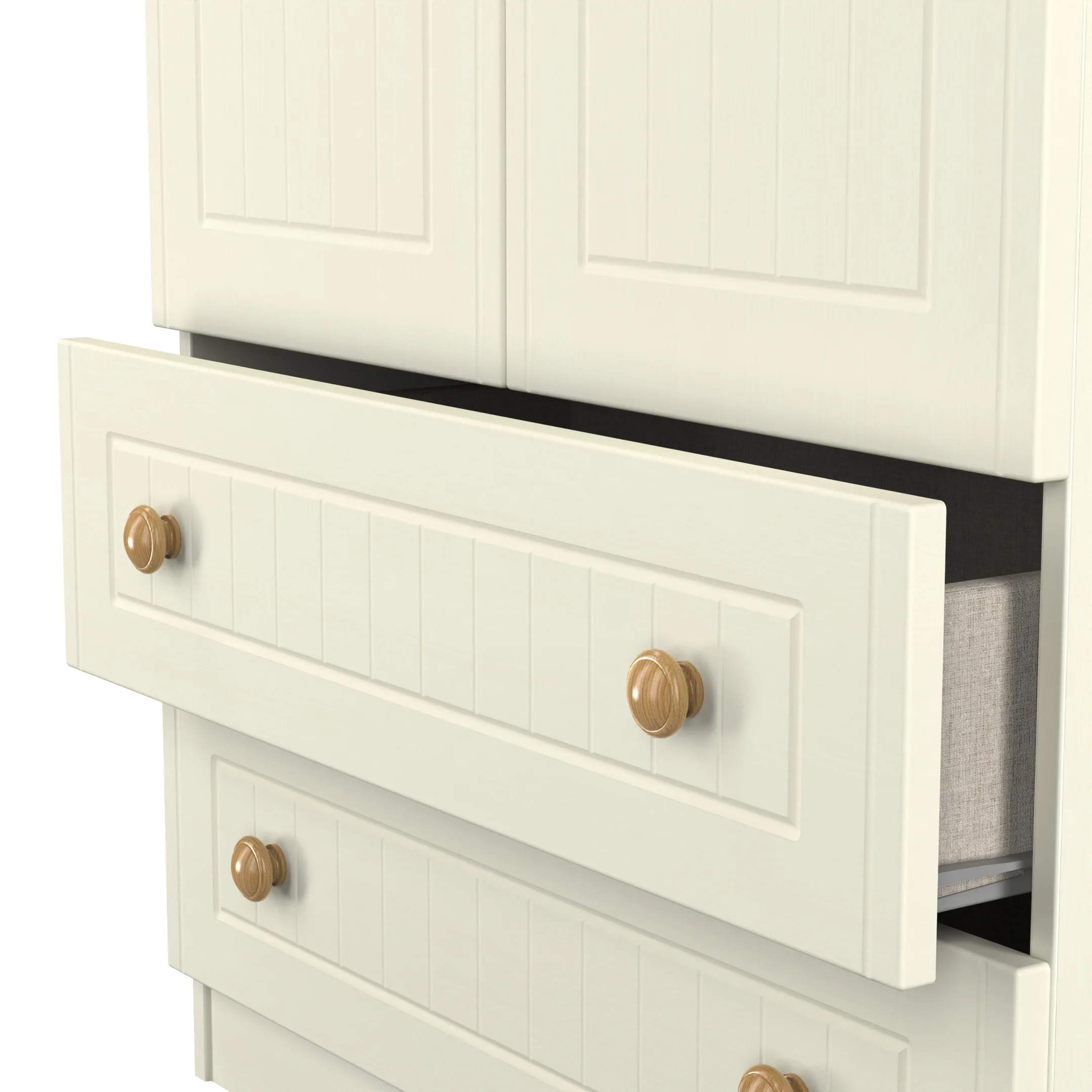 Byland Ready Assembled 2 Door 2 Drawer Wardrobe in Cream Ash & Modern Oak - Image 18