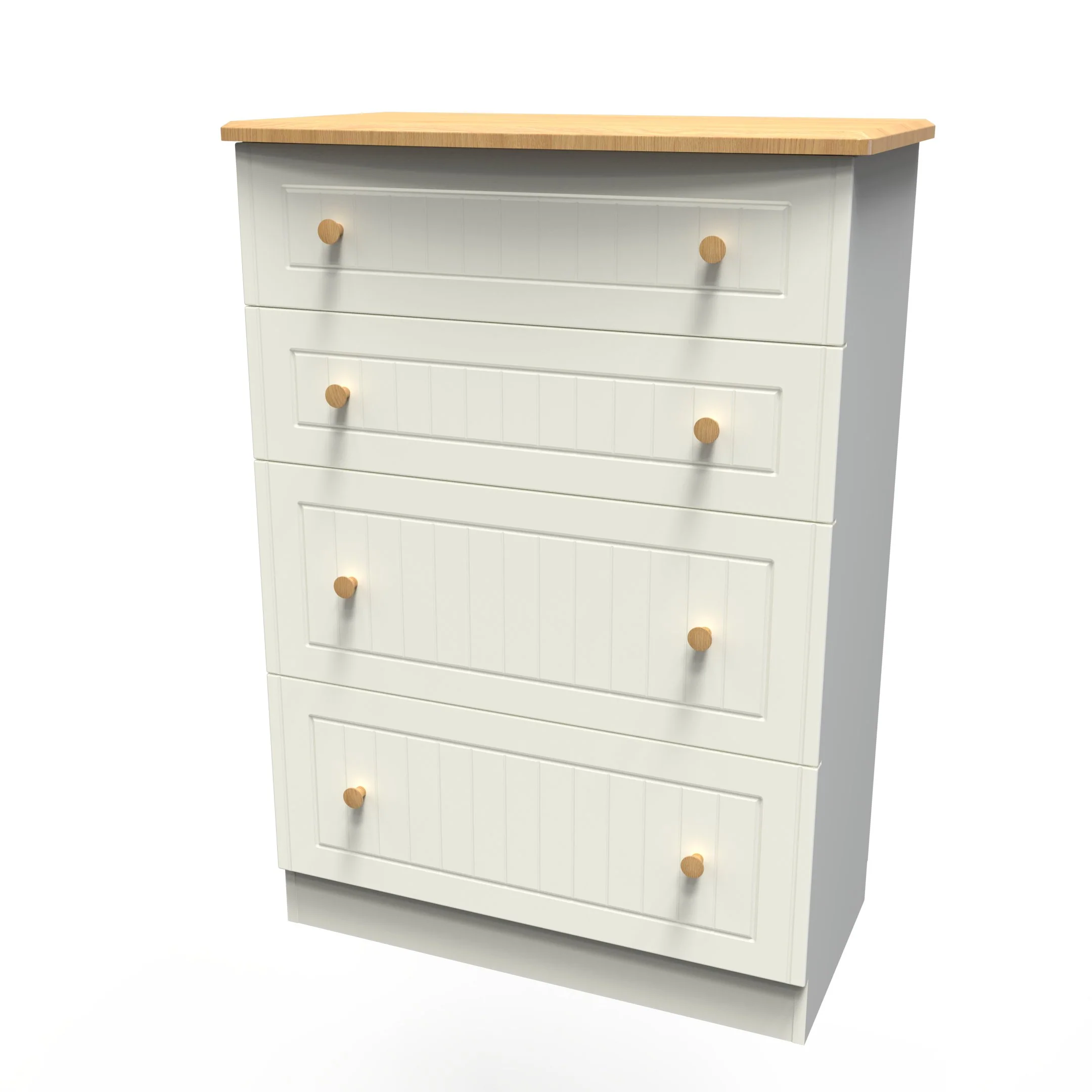 Byland Ready Assembled 4 Drawer Deep Chest in Cream Ash & Modern Oak - Image 8