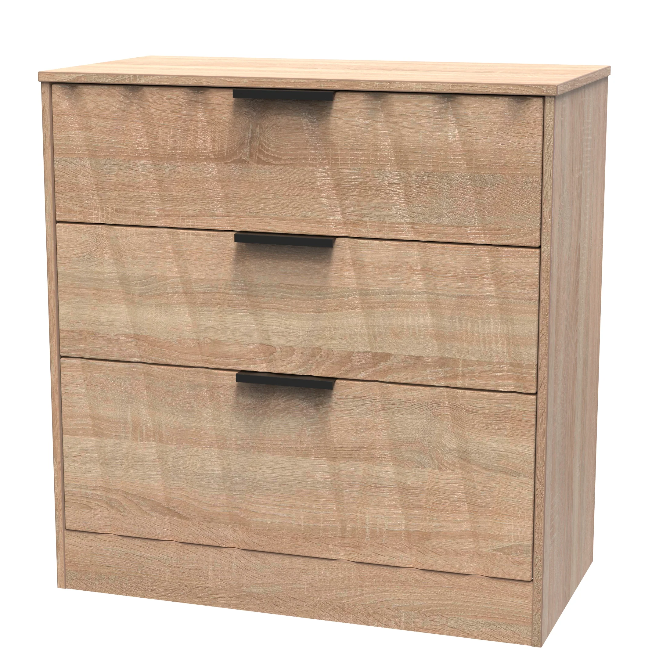 Calgary Ready Assembled 3 Drawer Deep Chest in Bardolino Oak - Image 3