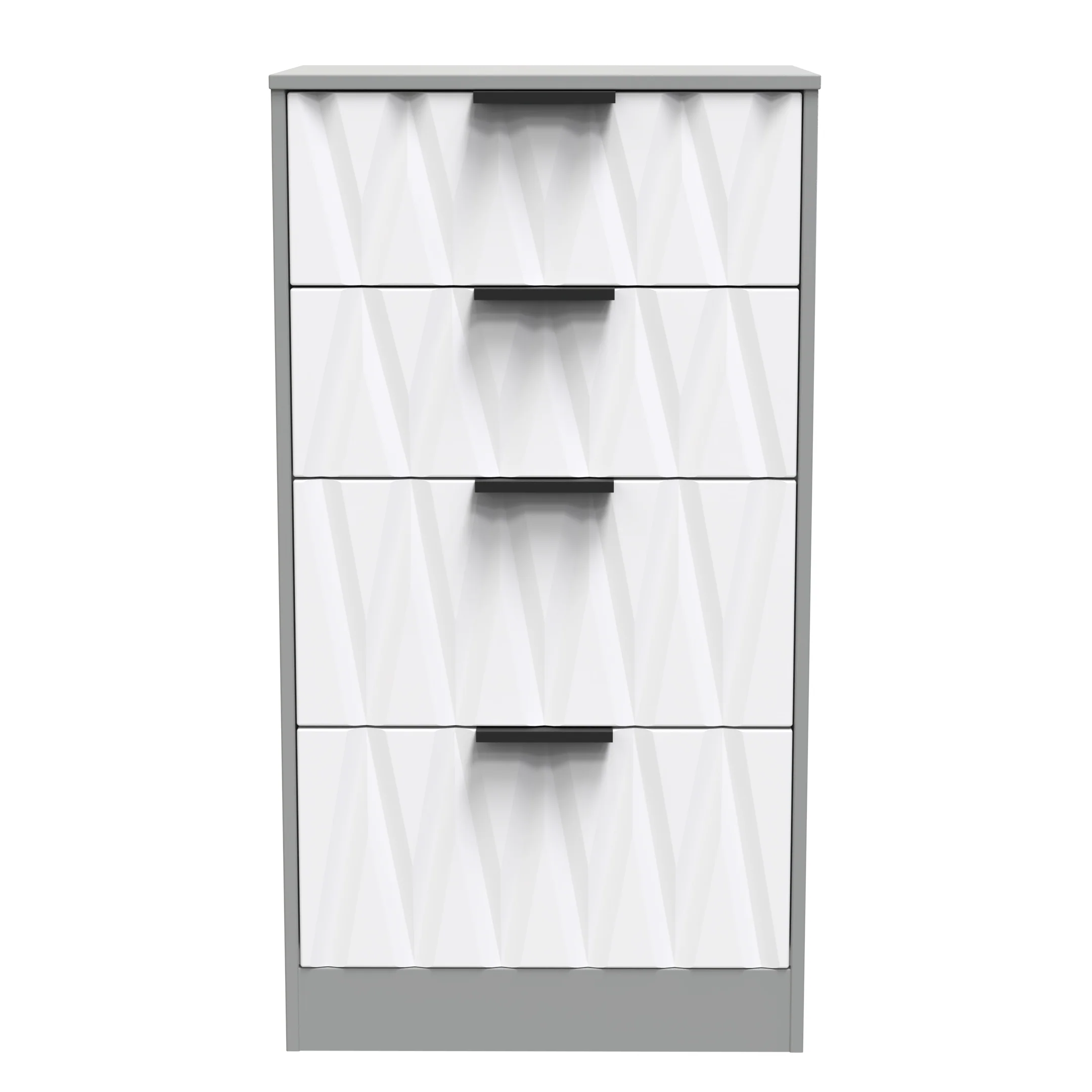 Calgary Ready Assembled 4 Drawer Deep Midi Chest in White Matt & Dusk Grey