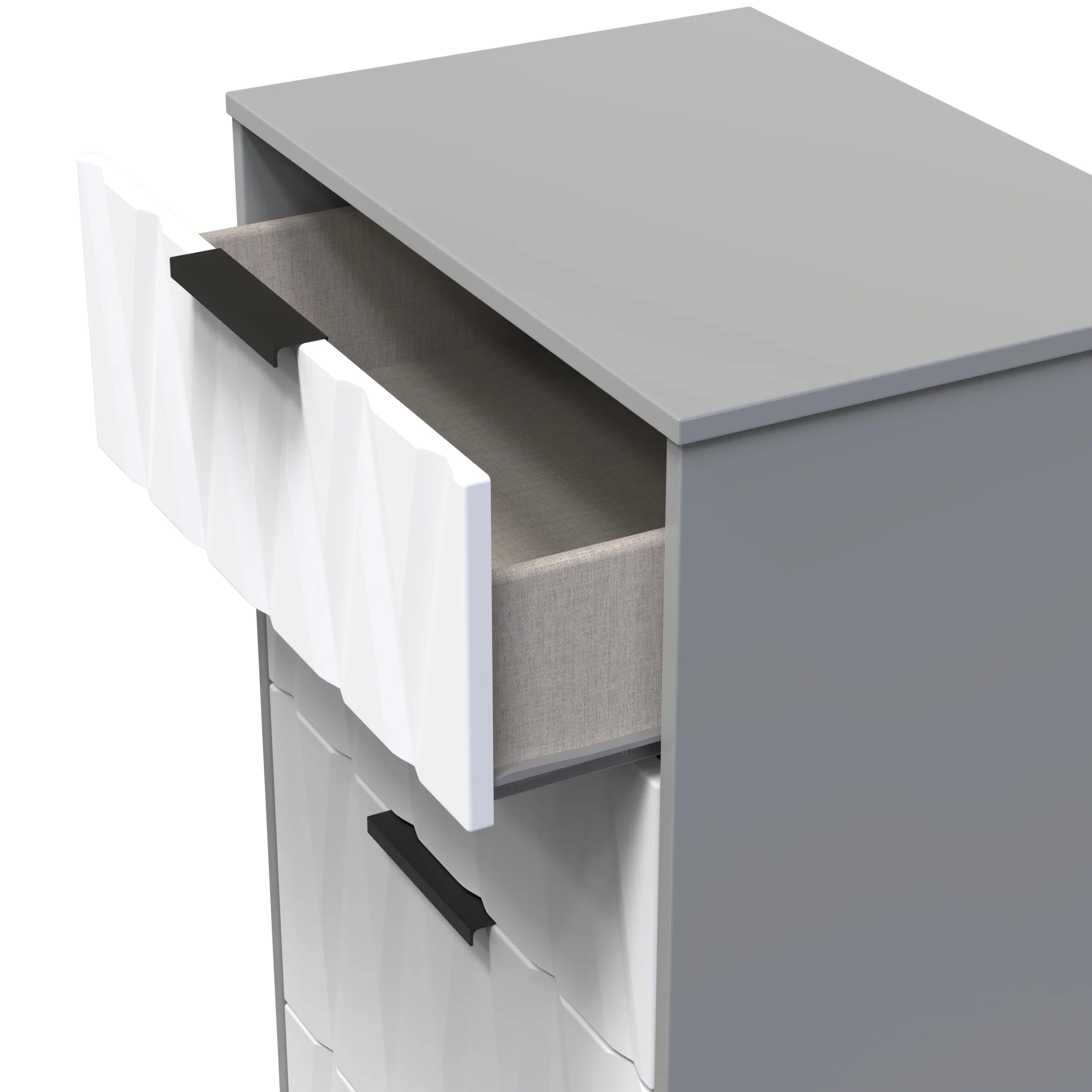 Calgary Ready Assembled 4 Drawer Deep Midi Chest in White Matt & Dusk Grey - Image 5