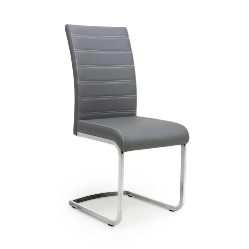 Callisto Leather Effect Grey Dining Chair - Set Of 2
