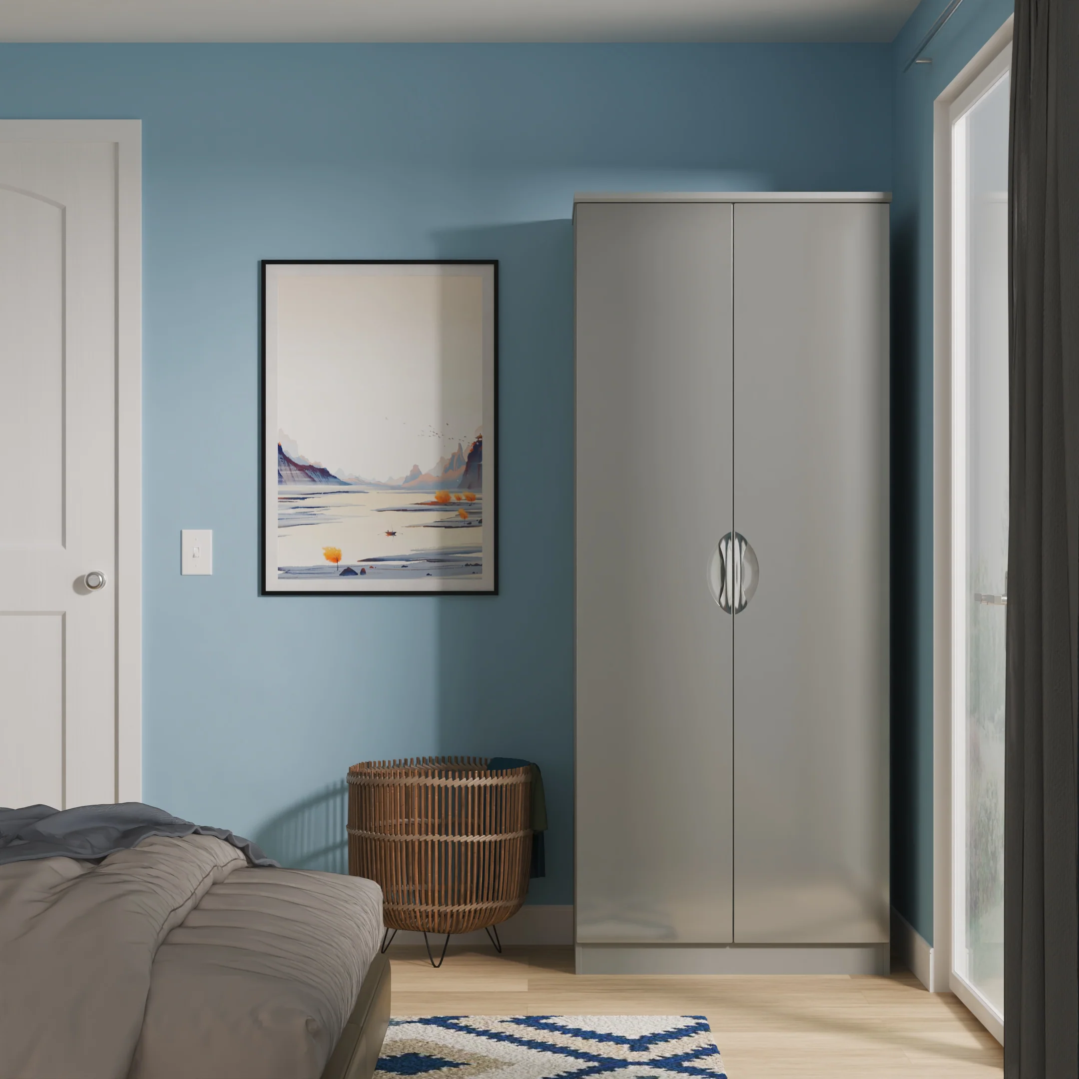 Camden 2 Door Wardrobe in Grey Gloss & Dusk Grey - Ready Assembled