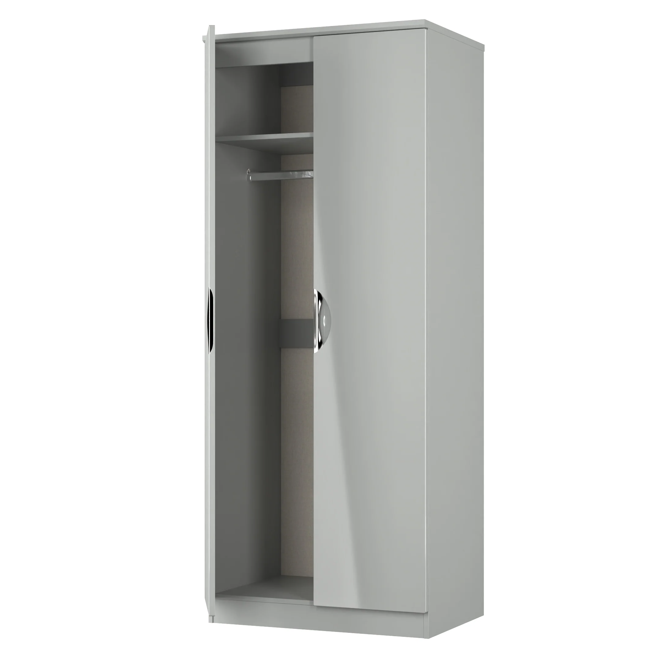Camden 2 Door Wardrobe in Grey Gloss & Dusk Grey - Ready Assembled - Image 6