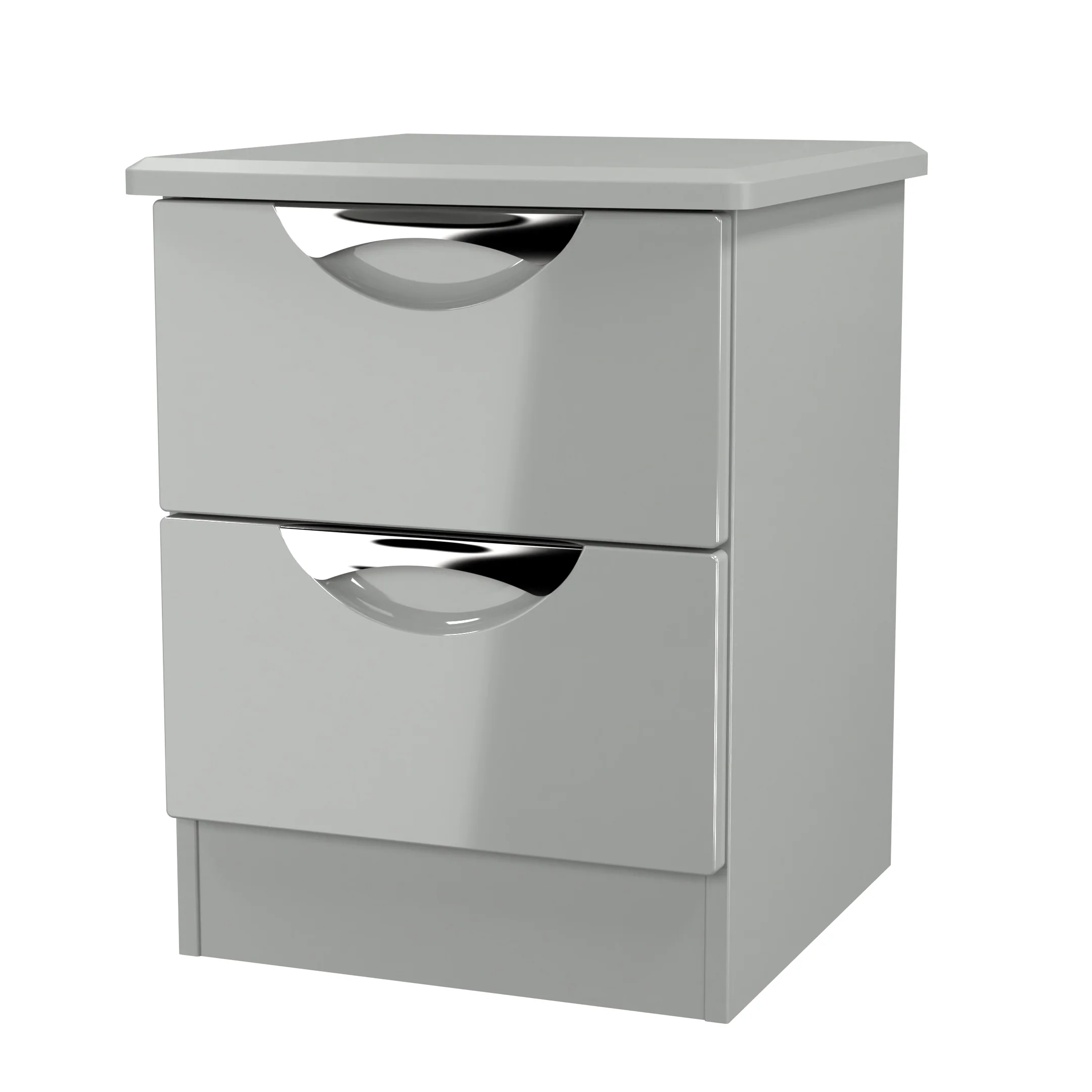 Camden 2 Drawer Bedside Cabinet in Grey Gloss & Dusk Grey - Ready Assembled - Image 4
