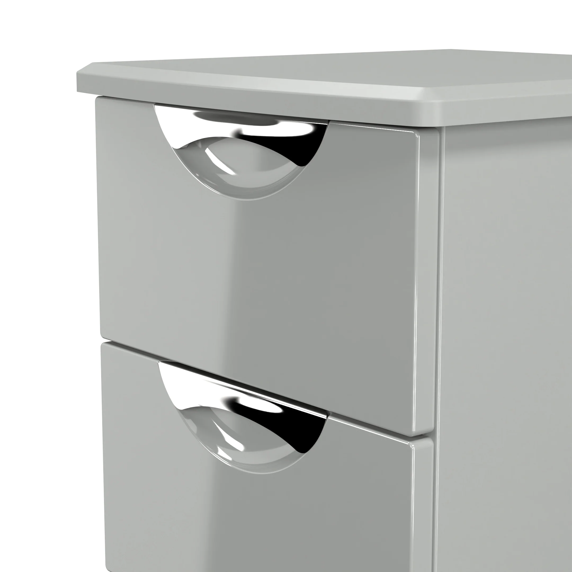 Camden 2 Drawer Bedside Cabinet in Grey Gloss & Dusk Grey - Ready Assembled - Image 5