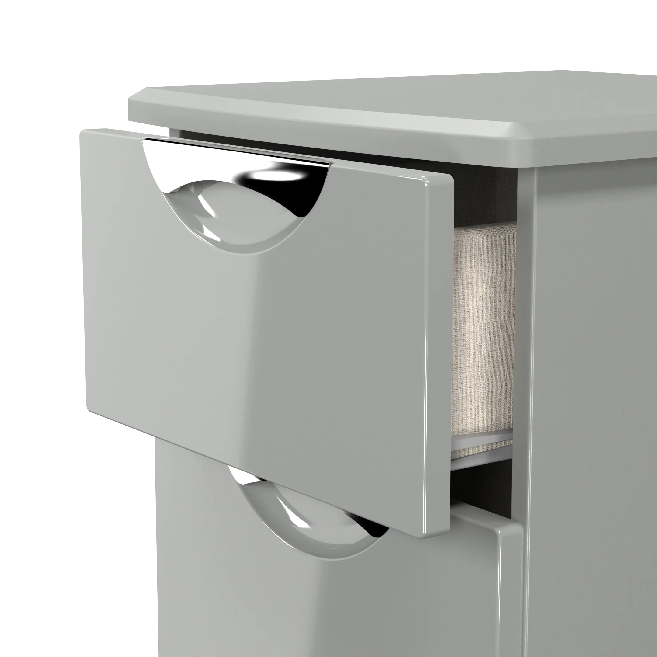 Camden 2 Drawer Bedside Cabinet in Grey Gloss & Dusk Grey - Ready Assembled - Image 6