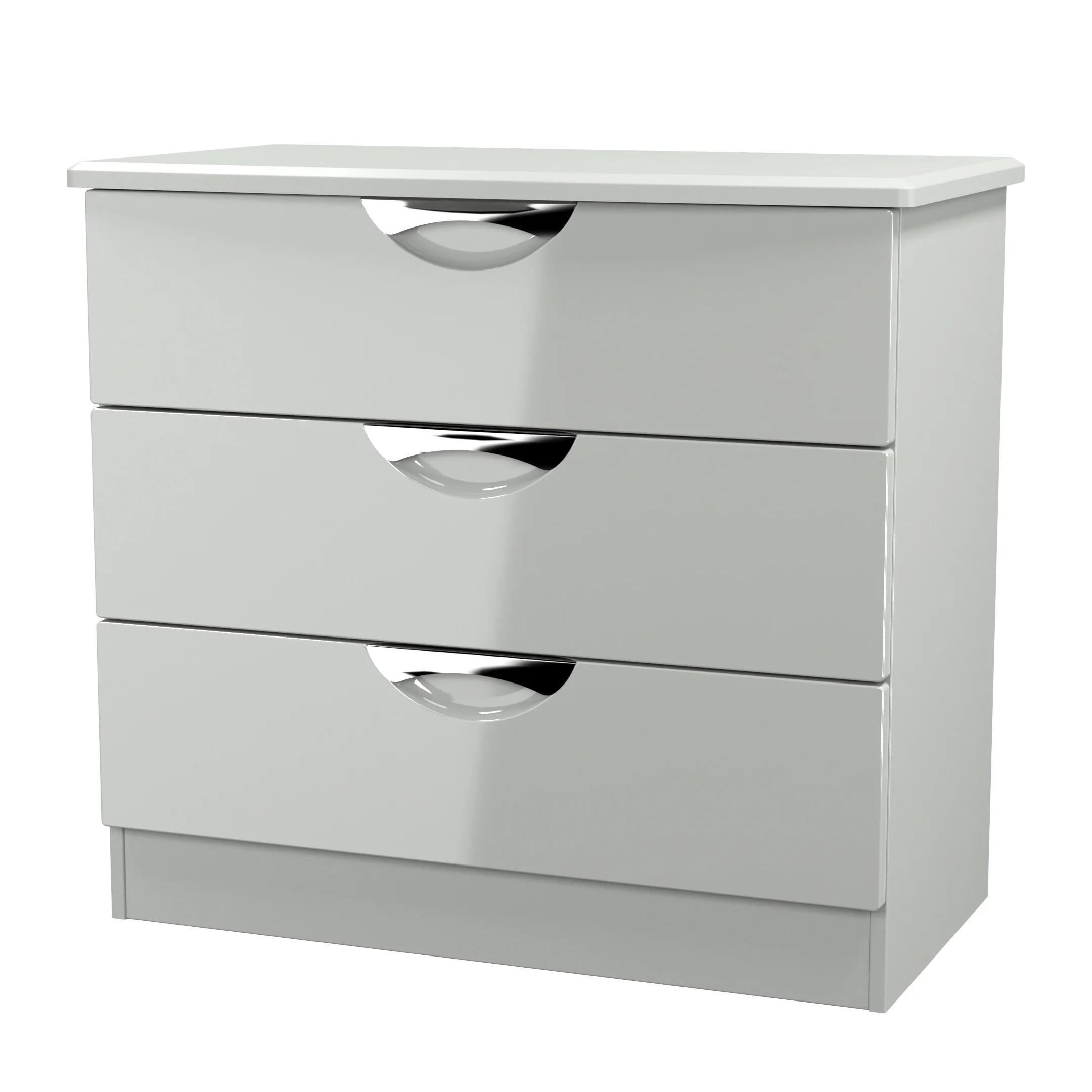 Camden 3 Drawer Chest in Grey Gloss & Dusk Grey - Ready Assembled - Image 4