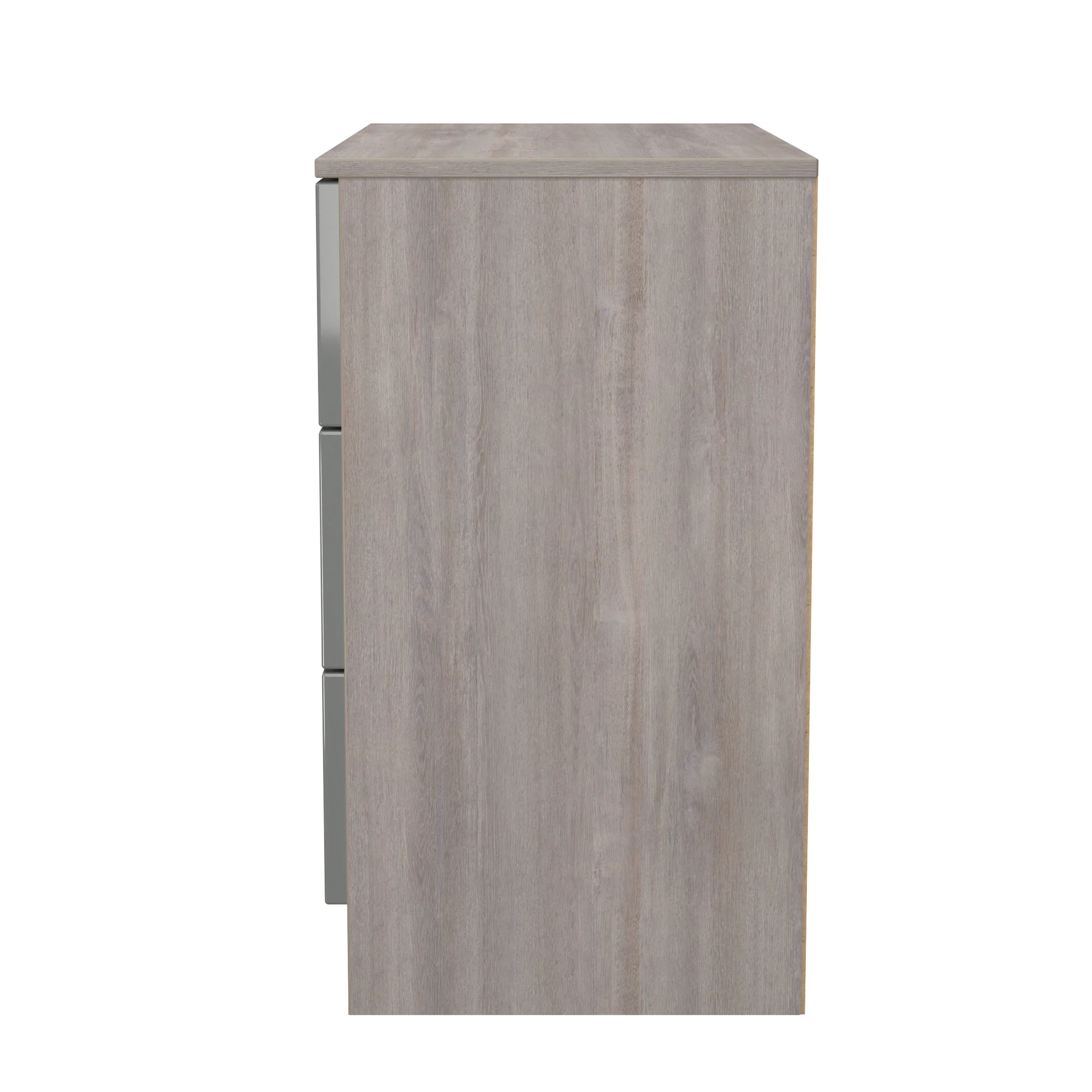 Cannes Ready Assembled 3 Drawer Chest in Grey Gloss & Grey Oak - Image 3