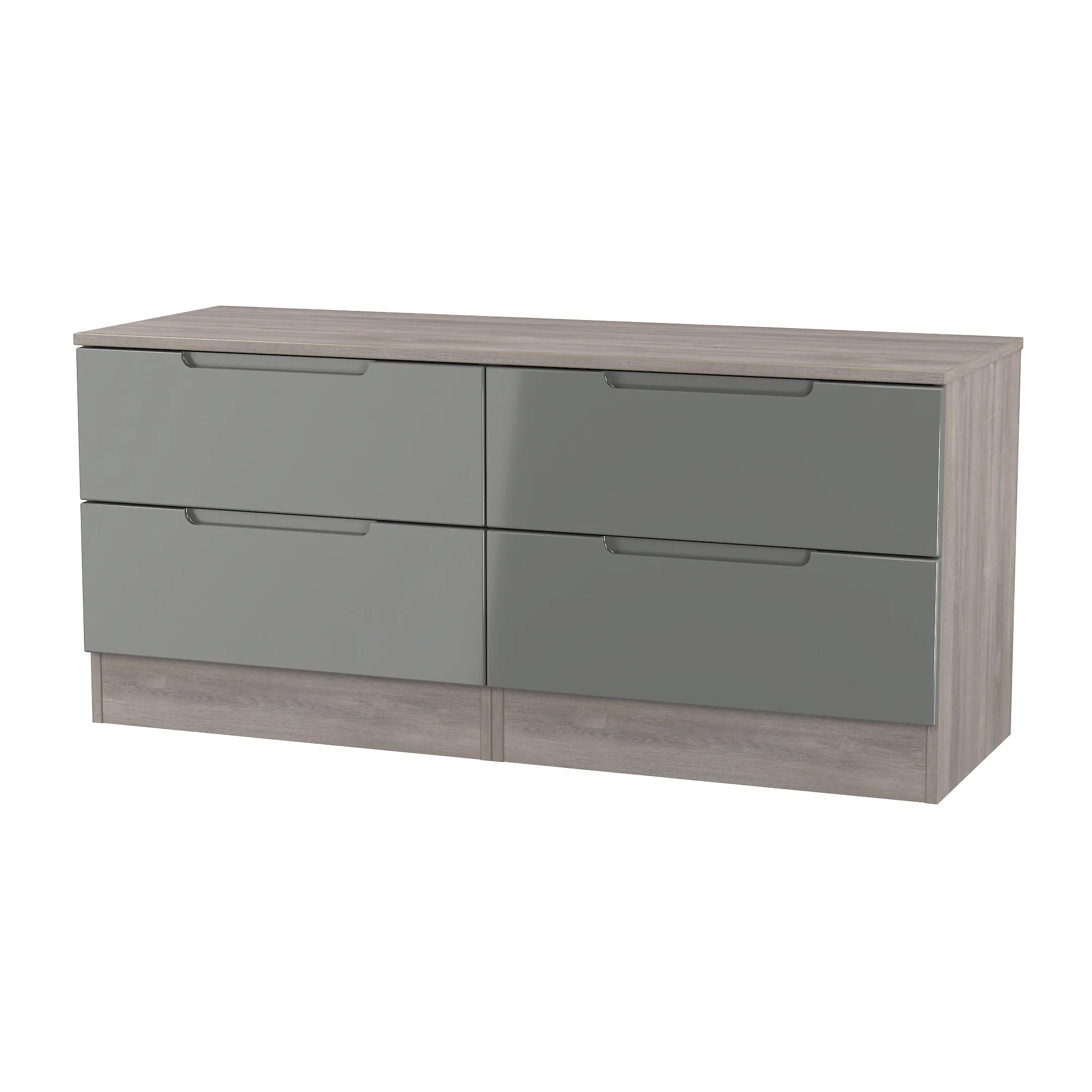 Cannes Ready Assembled 4 Drawer Bed Box in Grey Gloss & Grey Oak - Image 3