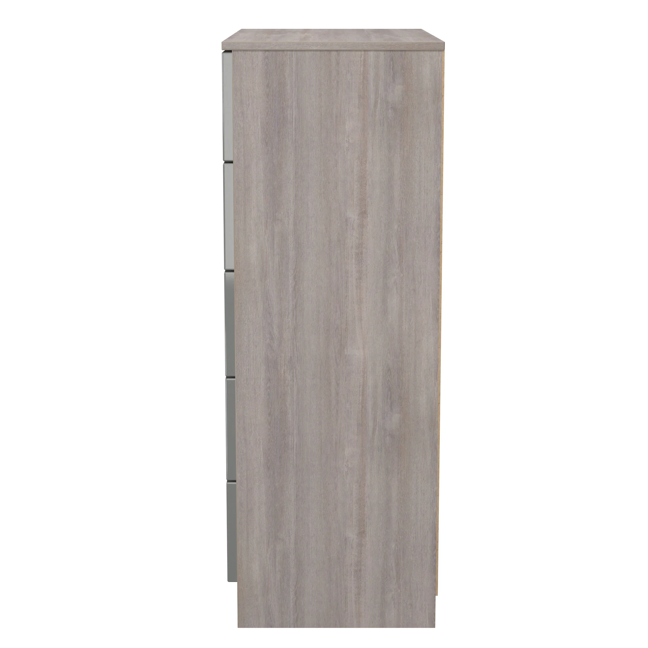 Cannes Ready Assembled 5 Drawer Chest in Grey Gloss & Grey Oak - Image 3
