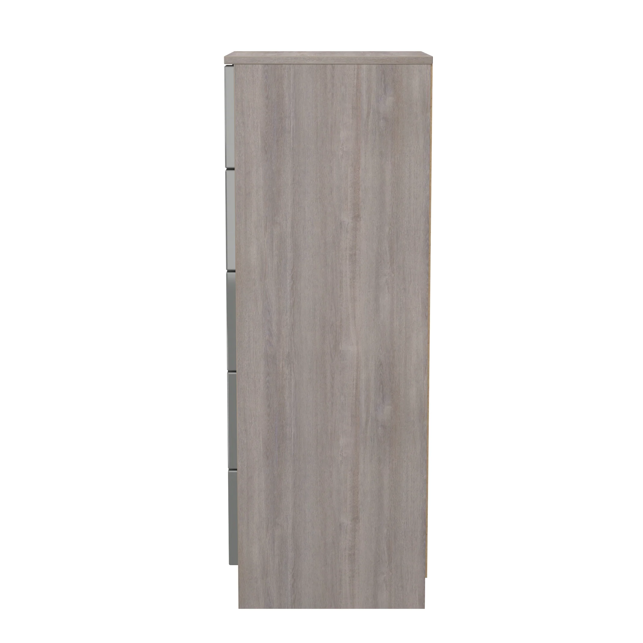 Cannes Ready Assembled 5 Drawer Tallboy in Grey Gloss & Grey Oak - Image 3