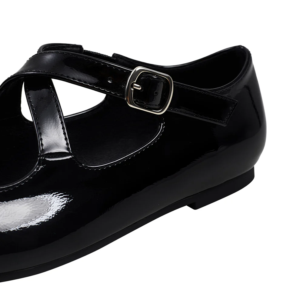 Casual Closed Toe Loafers Cross-Strap Mary Jane Shoes With Low Heel - Image 8