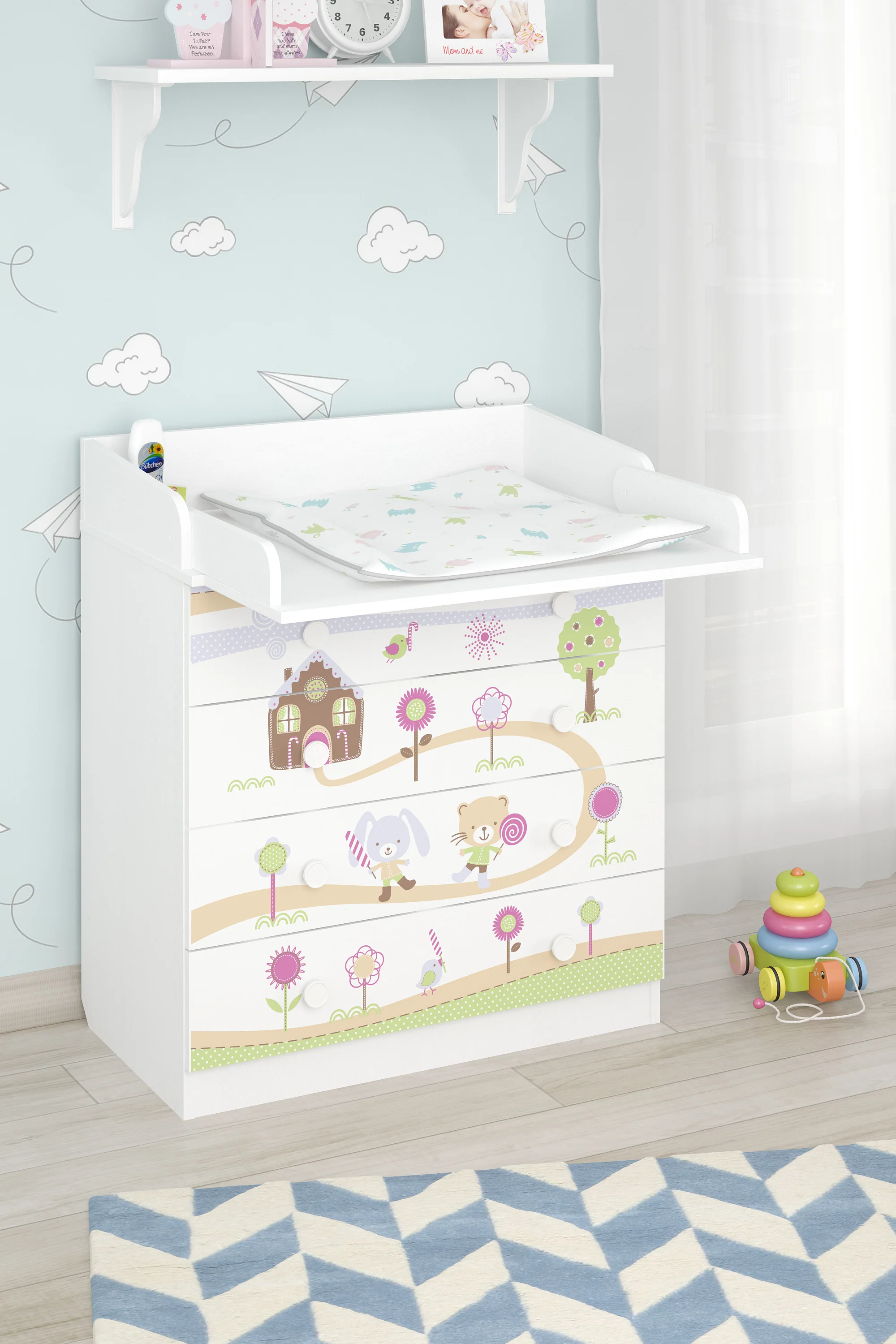 Changing Dresser 800 Shefa Kids, White, Gingerbread House - Image 2