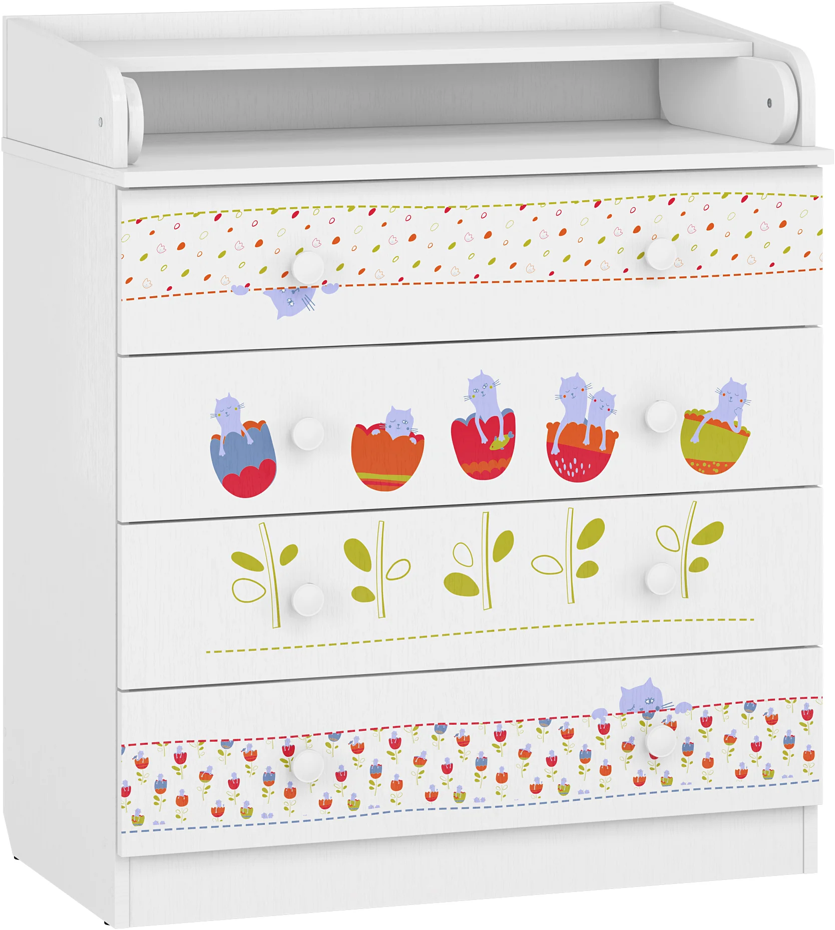 Changing Dresser 800 Shefa Kids, White, Sleepy Kittens - Image 6