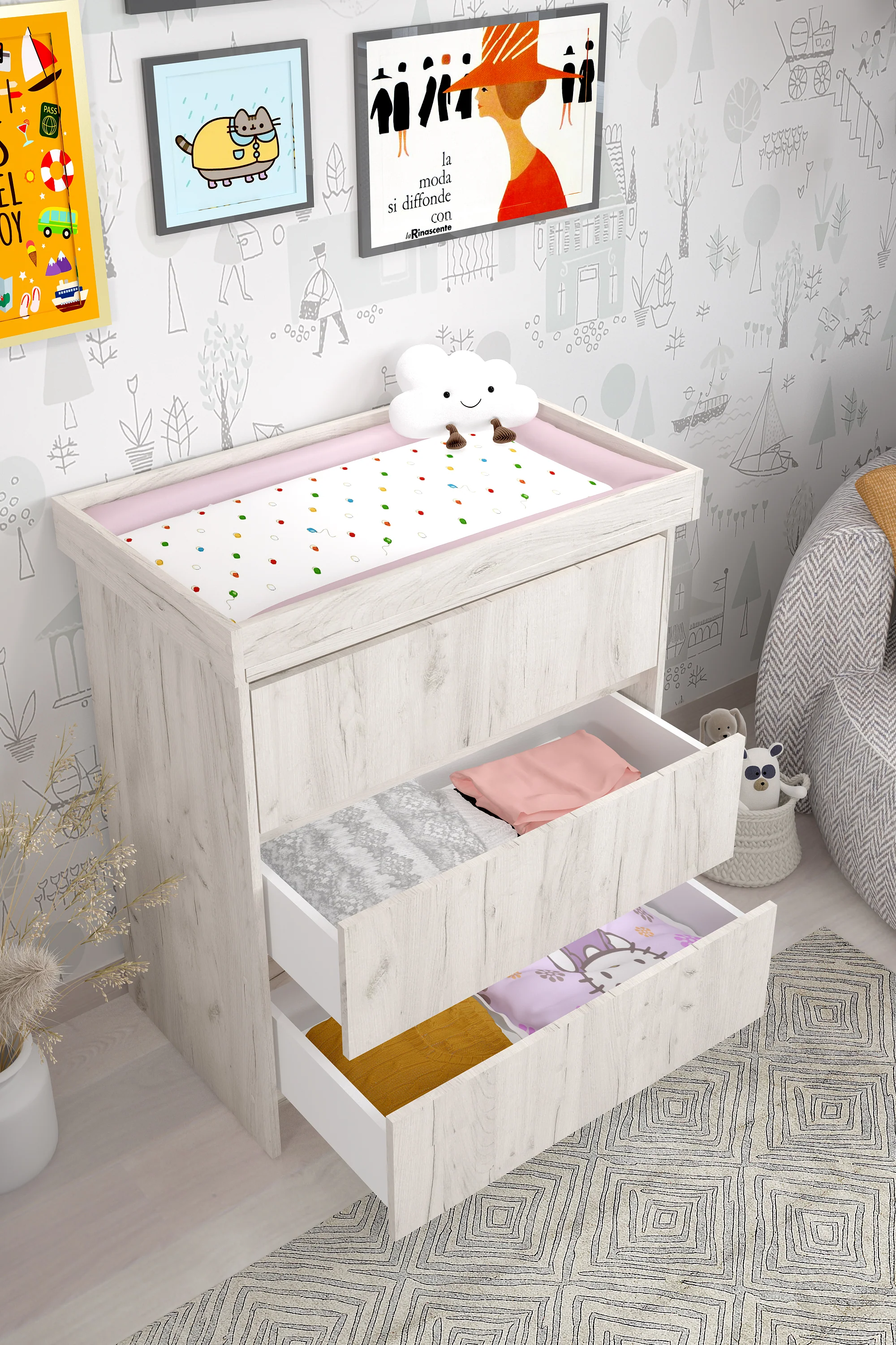 Changing Unit Shefa Kids 880, White Craft Oak - Image 3