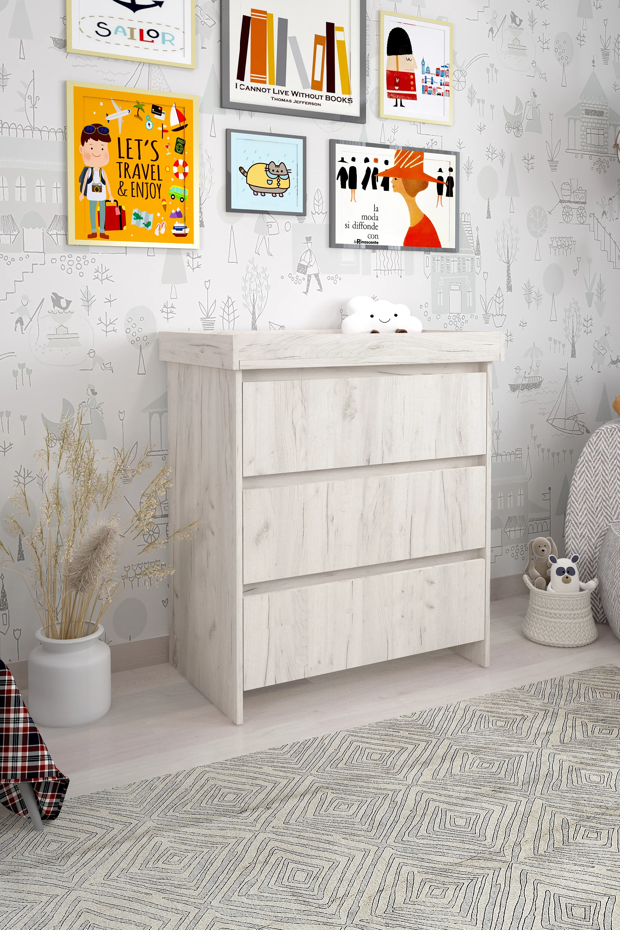 Changing Unit Shefa Kids 880, White Craft Oak - Image 5