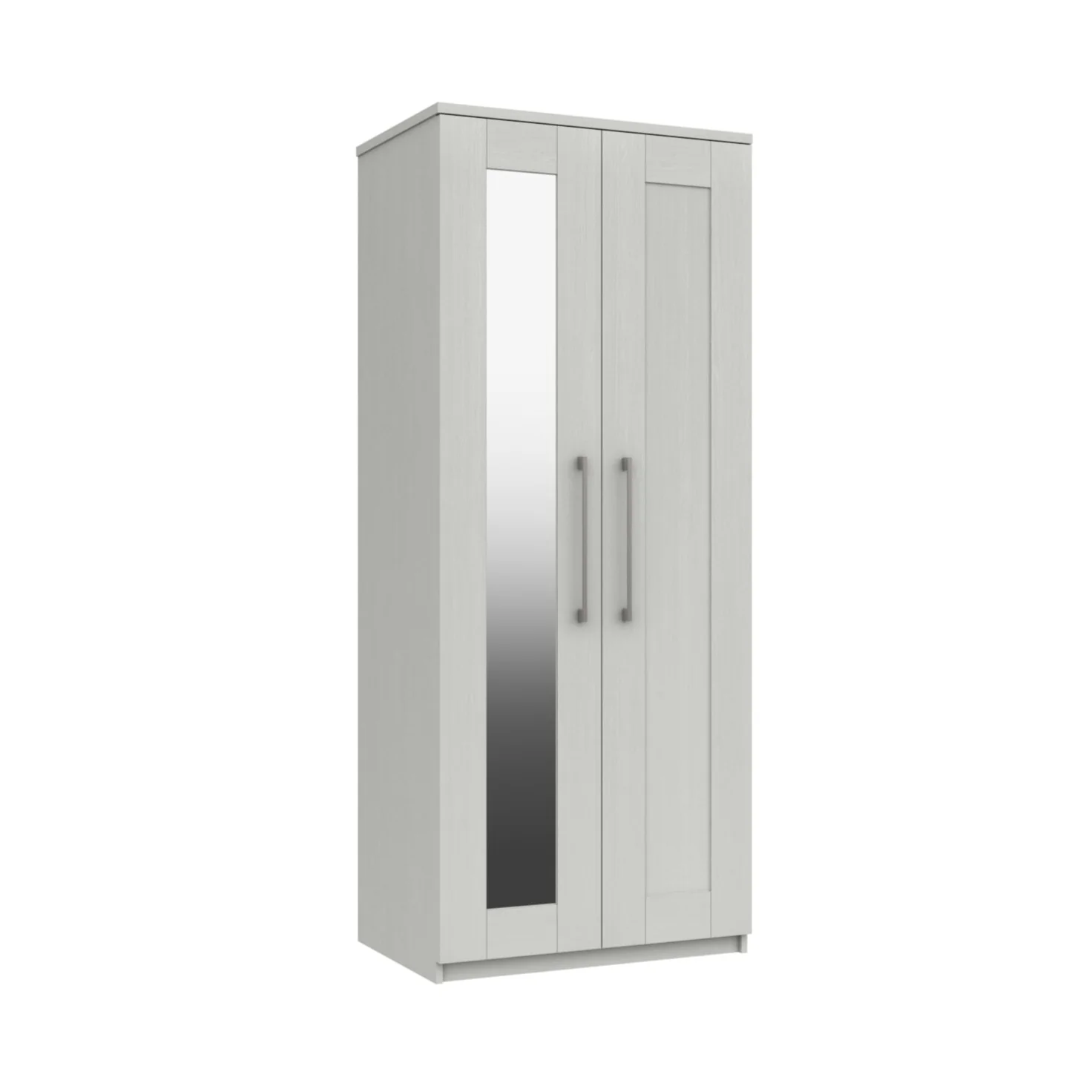 Chester Ready Assembled Wardrobe with 2 Doors & Mirror - White - Image 3