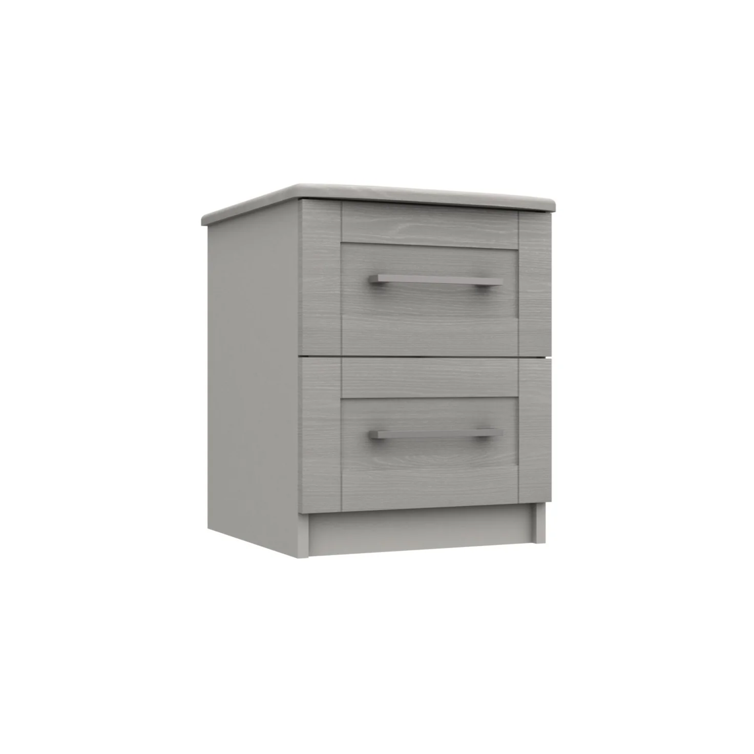 Chester Ready Assembled Bedside Table with 2 Drawers - Light Grey - Image 3