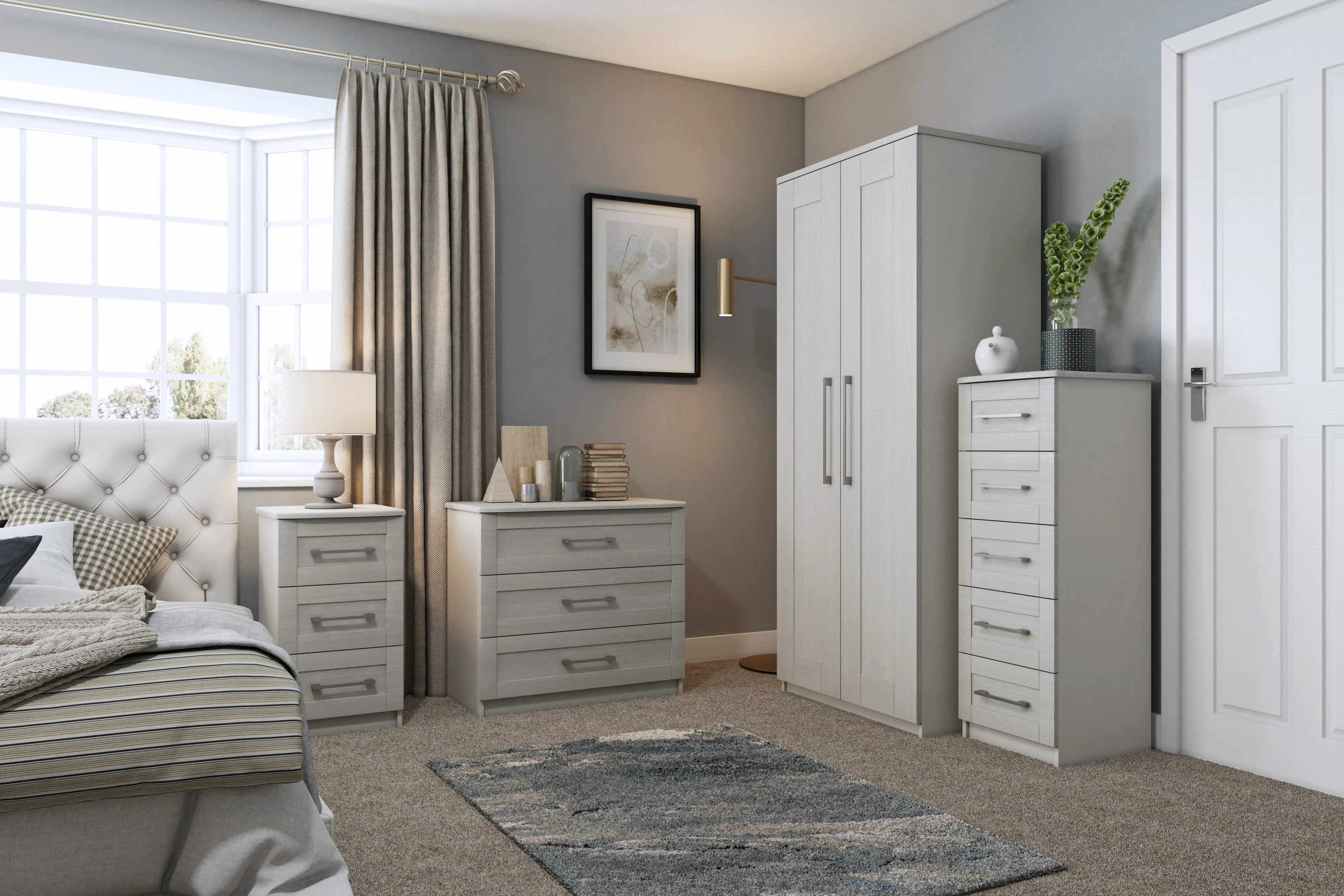 Chester Ready Assembled Chest of Drawers with 5 Drawers - Light Grey - Image 6