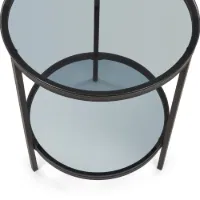 Chicago Circular Lamp Table With Shelf - Smoked Glass - Image 2