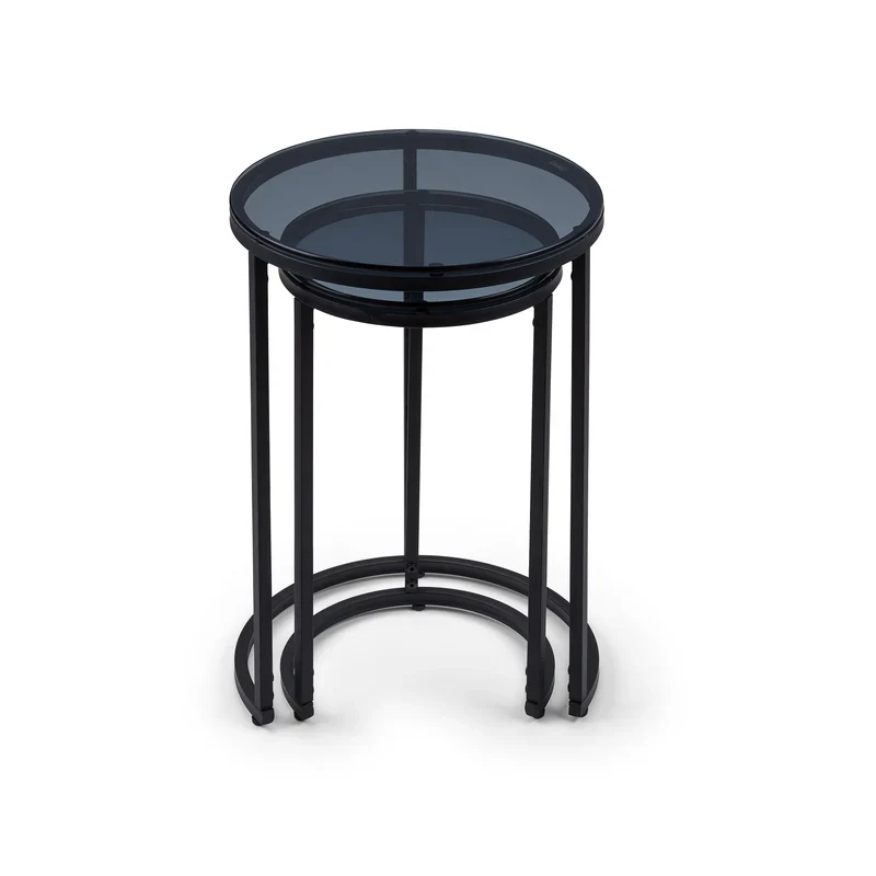 Chicago Round Nesting Side Tables Smoked Glass - Image 2