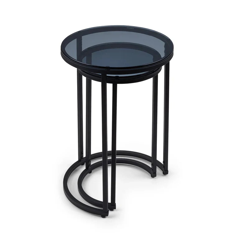 Chicago Round Nesting Side Tables Smoked Glass - Image 4