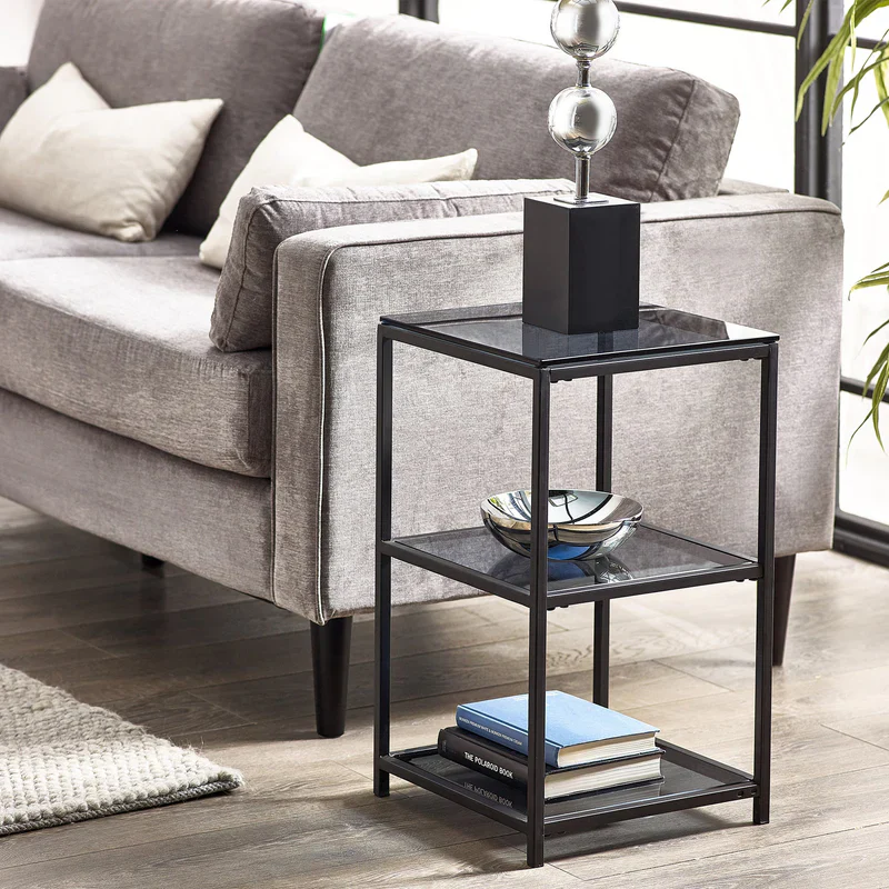 Chicago Tall Narrow Side Table Smoked Glass - Image 4