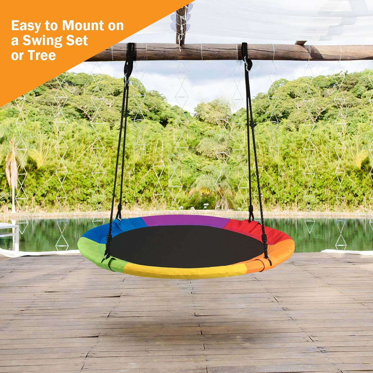 Child's Multi-Coloured Swing with Adjustable Height - Image 3