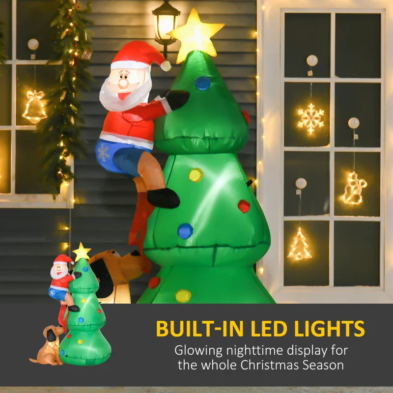 HOMCOM Inflatable Christmas Tree 1.8m , LED Lighted with Santa Claus Dog Decoration - Image 5