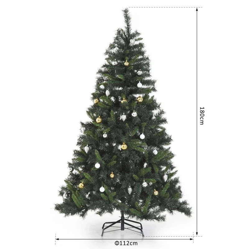 HOMCOM 6FT Pre-Lit Artificial Christmas Tree 200 LED Xmas Tree - Image 3