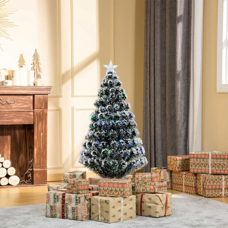 Christmas Time 4ft 120cm Green/White Artificial Christmas Tree W/ Prelit LED Lights-Multicolor - Image 4