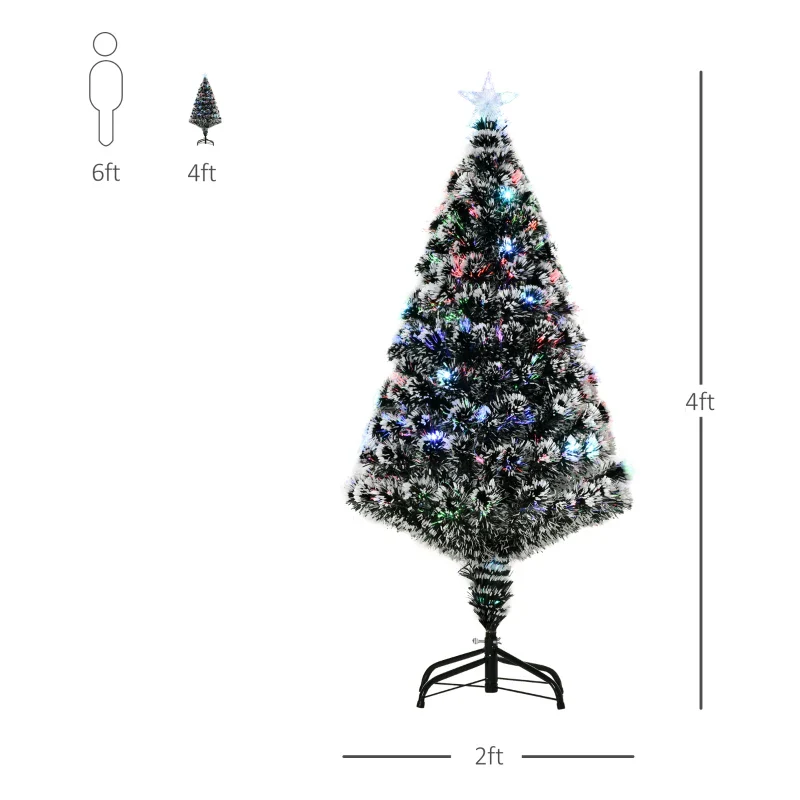 Christmas Time 4ft 120cm Green/White Artificial Christmas Tree W/ Prelit LED Lights-Multicolor - Image 5